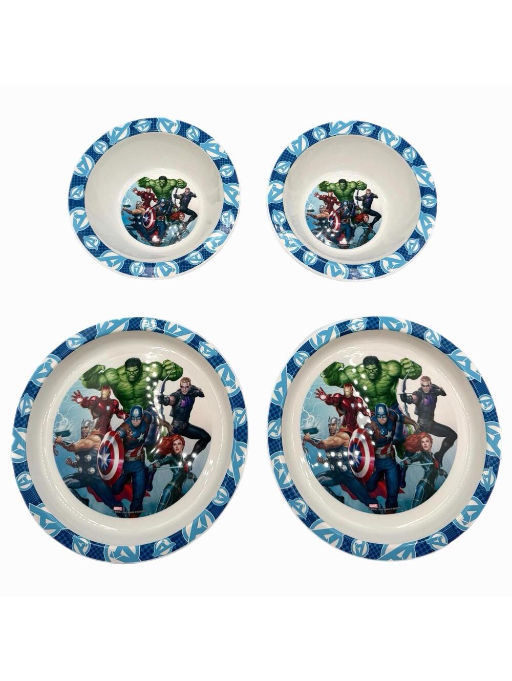 Set of 4 Marvel Avengers Kid’s Plastic Plates & Bowls